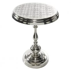 18 in. Silver Round Aluminum End Table by Litton Lane -Outlet Litton Lane Store silver litton lane end side tables 46753 c3 1000