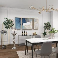 36 in. Silver Polystone Glam Pedestal Table by Litton Lane