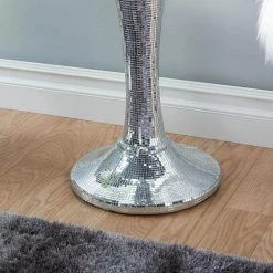 36 in. Silver Polystone Glam Pedestal Table by Litton Lane -Outlet Litton Lane Store silver litton lane end side tables 50134 4f 1000