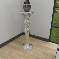 36 in. Silver Polystone Glam Pedestal Table by Litton Lane -Outlet Litton Lane Store silver litton lane end side tables 50134 fa 1000