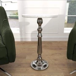 13 in. Silver Round Terrazzo End Table by Litton Lane -Outlet Litton Lane Store silver litton lane end side tables 80856 1f 1000