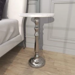 13 in. Silver Round Terrazzo End Table by Litton Lane -Outlet Litton Lane Store silver litton lane end side tables 80856 44 1000