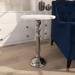 13 in. Silver Round Terrazzo End Table by Litton Lane -Outlet Litton Lane Store silver litton lane end side tables 80856 4f 1000