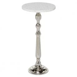 13 in. Silver Round Terrazzo End Table by Litton Lane
