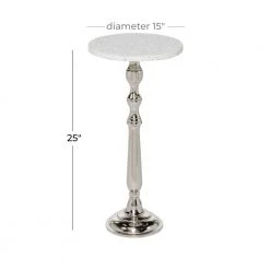 13 in. Silver Round Terrazzo End Table by Litton Lane -Outlet Litton Lane Store silver litton lane end side tables 80856 c3 1000