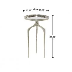 13 in. Silver Round Aluminum Tray Inspired Top End Table with 3 Tripod Legs by Litton Lane 16 13 in. Silver Round Aluminum Tray Inspired Top End Table with 3 Tripod Legs by Litton Lane -Outlet Litton Lane Store silver litton lane end side tables 84043 40 1000