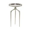 13 in. Silver Round Aluminum Tray Inspired Top End Table with 3 Tripod Legs by Litton Lane