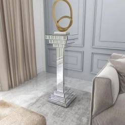 36 in. Silver Wood Glam Pedestal Table by Litton Lane 19 36 in. Silver Wood Glam Pedestal Table by Litton Lane -Outlet Litton Lane Store silver litton lane end side tables 87202 1f 1000