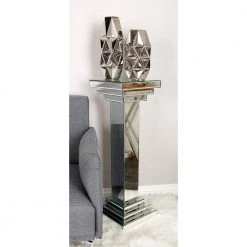36 in. Silver Wood Glam Pedestal Table by Litton Lane 23 36 in. Silver Wood Glam Pedestal Table by Litton Lane -Outlet Litton Lane Store silver litton lane end side tables 87202 31 1000