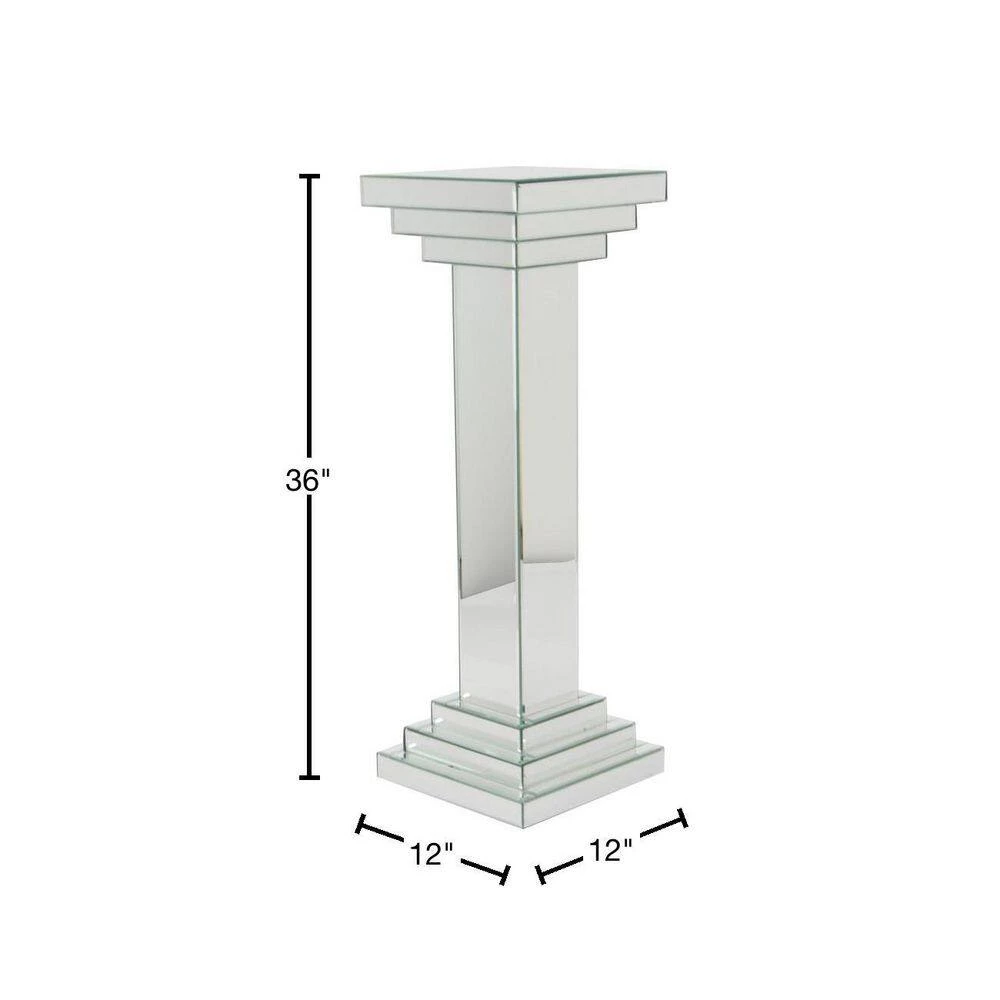 36 in. Silver Wood Glam Pedestal Table by Litton Lane 5 36 in. Silver Wood Glam Pedestal Table by Litton Lane - Image 3