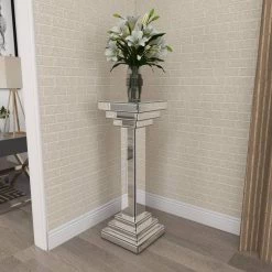 36 in. Silver Wood Glam Pedestal Table by Litton Lane 18 36 in. Silver Wood Glam Pedestal Table by Litton Lane -Outlet Litton Lane Store silver litton lane end side tables 87202 4f 1000
