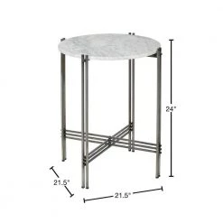 22 in. Silver Round Marble End Table by Litton Lane -Outlet Litton Lane Store silver litton lane end side tables 89546 40 1000