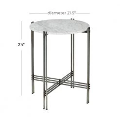 22 in. Silver Round Marble End Table by Litton Lane -Outlet Litton Lane Store silver litton lane end side tables 89546 c3 1000