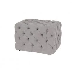 19 in. Light Gray Wood Traditional Ottoman by Litton Lane