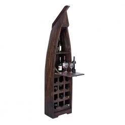 12-Bottle Brown Boat Standing Wine Rack with Foldable Tray by Litton Lane