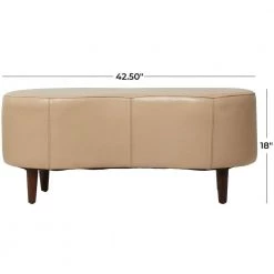 Tan Upholstered Curved Bench 18 in. x 43 in. x 20 in. by Litton Lane -Outlet Litton Lane Store tan litton lane bedroom benches 043080 c3 1000