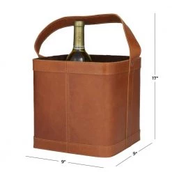 4-Bottle Tan Leather Modern Wine Holder by Litton Lane -Outlet Litton Lane Store tan litton lane wine racks 041339 76 1000