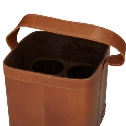 4-Bottle Tan Leather Modern Wine Holder by Litton Lane -Outlet Litton Lane Store tan litton lane wine racks 041339 77 1000