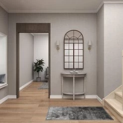 32 in. Light Brown Half Moon Wood Traditional Console Table by Litton Lane -Outlet Litton Lane Store taupe litton lane console tables 96329 44 1000