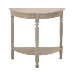 32 in. Light Brown Half Moon Wood Traditional Console Table by Litton Lane