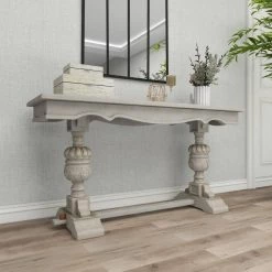 59 in. White Rectangle Wood Traditional Console Table by Litton Lane -Outlet Litton Lane Store textured white litton lane console tables 91129 44 1000