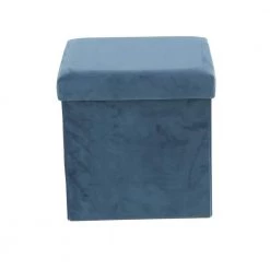 15 in. Turquoise Polyester Modern Storage Stool by Litton Lane
