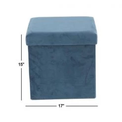15 in. Turquoise Polyester Modern Storage Stool by Litton Lane -Outlet Litton Lane Store turquoise litton lane bar stools 53730 76 1000