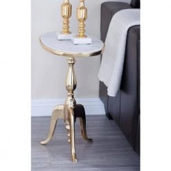 12 in. Gold Round Marble End Table by Litton Lane -Outlet Litton Lane Store white gold litton lane end side tables 68996 31 1000