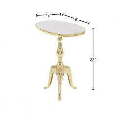 12 in. Gold Round Marble End Table by Litton Lane -Outlet Litton Lane Store white gold litton lane end side tables 68996 40 1000