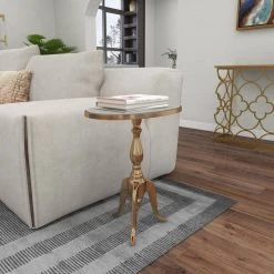 12 in. Gold Round Marble End Table by Litton Lane -Outlet Litton Lane Store white gold litton lane end side tables 68996 4f 1000