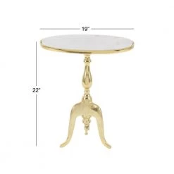 12 in. Gold Round Marble End Table by Litton Lane -Outlet Litton Lane Store white gold litton lane end side tables 68996 76 1000