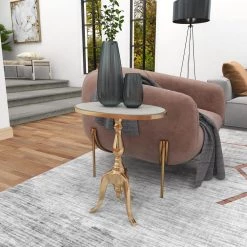 12 in. Gold Round Marble End Table by Litton Lane -Outlet Litton Lane Store white gold litton lane end side tables 68996 c3 1000