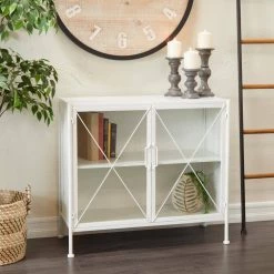 White Metal Modern Farmhouse Cabinet by Litton Lane -Outlet Litton Lane Store white litton lane accent cabinets 041405 31 1000