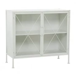 White Metal Modern Farmhouse Cabinet by Litton Lane