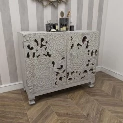 White Mango Wood Mediterranean Cabinet by Litton Lane