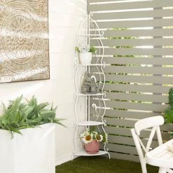 71 in. White Metal French Country 5 Shelf Bakers Rack by Litton Lane -Outlet Litton Lane Store white litton lane baker s racks 040716 31 1000