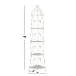 71 in. White Metal French Country 5 Shelf Bakers Rack by Litton Lane -Outlet Litton Lane Store white litton lane baker s racks 040716 76 1000