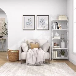 White Indoor Outdoor Tall Folding 5 Shelf Scroll Bakers Rack by Litton Lane -Outlet Litton Lane Store white litton lane baker s racks 040852 44 1000