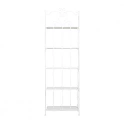 White Indoor Outdoor Tall Folding 5 Shelf Scroll Bakers Rack by Litton Lane -Outlet Litton Lane Store white litton lane baker s racks 040852 66 1000
