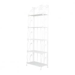 White Indoor Outdoor Tall Folding 5 Shelf Scroll Bakers Rack by Litton Lane -Outlet Litton Lane Store white litton lane baker s racks 040852 77 1000