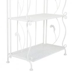 White Indoor Outdoor Tall Folding 5 Shelf Scroll Bakers Rack by Litton Lane -Outlet Litton Lane Store white litton lane baker s racks 040852 a0 1000