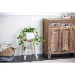 14 in. White Farmhouse Wood Stool by Litton Lane -Outlet Litton Lane Store white litton lane bar stools 041177 31 1000