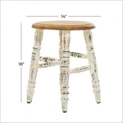 14 in. White Farmhouse Wood Stool by Litton Lane -Outlet Litton Lane Store white litton lane bar stools 041177 76 1000