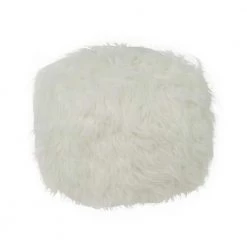 20 in. White Polyester Contemporary Backless Stool with Metal Frame by Litton Lane