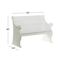 White Storage Bench with Scrolled Armrests 36 in. X 50 in. X 24 in. by Litton Lane -Outlet Litton Lane Store white litton lane bar stools 22693 76 1000