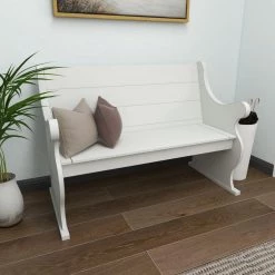 White Storage Bench with Scrolled Armrests 36 in. X 50 in. X 24 in. by Litton Lane -Outlet Litton Lane Store white litton lane bar stools 22693 d4 1000
