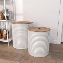 16 in. White 18 in. H Cylinder Metal Accent Table with 2-Pieces by Litton Lane 12 16 in. White 18 in. H Cylinder Metal Accent Table with 2-Pieces by Litton Lane -Outlet Litton Lane Store white litton lane bar stools 46436 1f 1000