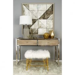 19 in. Gold Metal Stool with Faux Fur by Litton Lane -Outlet Litton Lane Store white litton lane bar stools 65571 31 1000