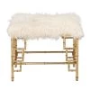 19 in. Gold Metal Stool with Faux Fur by Litton Lane -Outlet Litton Lane Store white litton lane bar stools 65571 64 1000