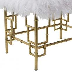 19 in. Gold Metal Stool with Faux Fur by Litton Lane -Outlet Litton Lane Store white litton lane bar stools 65571 a0 1000